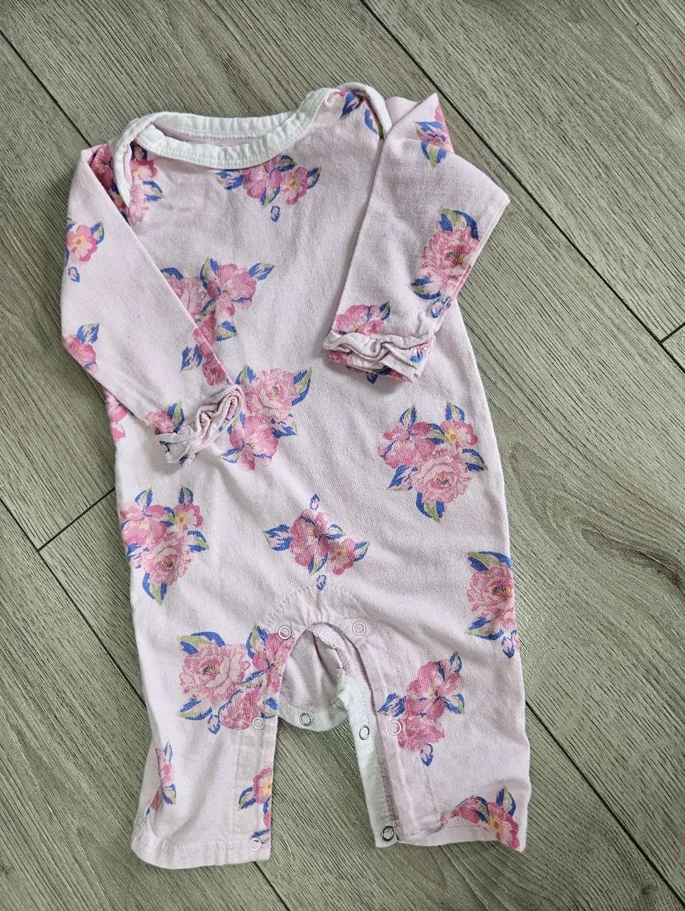 Monkey Bars Floral Long Sleeve Bodysuit Baby Girl 3-6M Pink Ruffle🩷